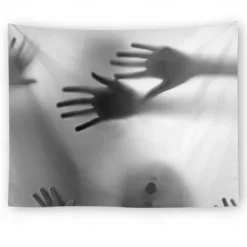 Halloween Party Wall Tapestry Art Decor Blanket Curtain Hanging Home Bedroom Decoration Polyester Ghost Horror Shadow Halloween Decorations