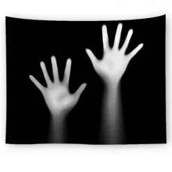 Halloween Party Wall Tapestry Art Decor Blanket Curtain Hanging Home Bedroom Decoration Polyester Ghost Horror Shadow Halloween Decorations