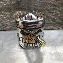 Halloween Piston Skull Face Sculpture, Resin Piston Skull Face Sculpture, Piston Man Head Statue Handmade Art Figure Miniature Ornaments for Decoration Halloween Skeleton Decoration