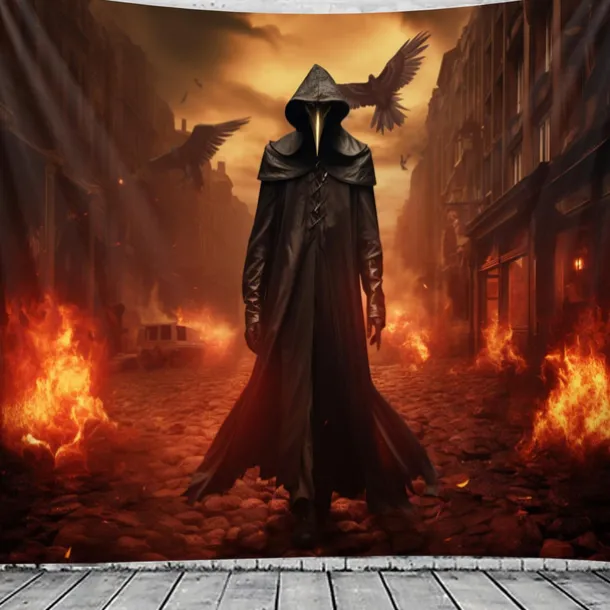 Halloween Plague Doctor Hanging Tapestry Wall Art Large Tapestry Mural Decor Photograph Backdrop Blanket Curtain Home Bedroom Living Room Decoration Halloween Decorations
