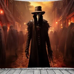 Halloween Plague Doctor Hanging Tapestry Wall Art Large Tapestry Mural Decor Photograph Backdrop Blanket Curtain Home Bedroom Living Room Decoration Halloween Decorations