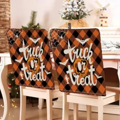 Halloween Printed Dining Chair Covers - Festive Spooky Design, Stretchable and Durable, Perfect for Dining Room Party Decorations