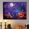 Halloween Pumpkin and Haunted Castle LED Canvas Wall Art - Battery Operated Lighted Wall Decor for 2025 Halloween home decoration light livingroom and bedroom
