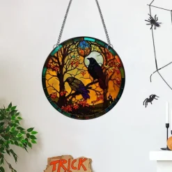 Halloween Pumpkin Crow Castle Acrylic Hanger Window Home Decoration Hanger