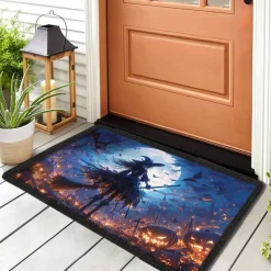 Halloween Pumpkin Doormat Jack O Lantern Witch Kitchen Mat Floor Mat Non-Slip Area Rug Oil Proof Rug Indoor Outdoor Mat Bedroom Decor Bathroom Mat Entrance Rug