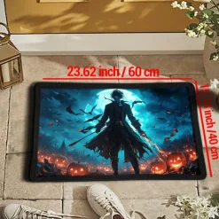 Halloween Pumpkin Doormat Jack O Lantern Witch Kitchen Mat Floor Mat Non-Slip Area Rug Oil Proof Rug Indoor Outdoor Mat Bedroom Decor Bathroom Mat Entrance Rug