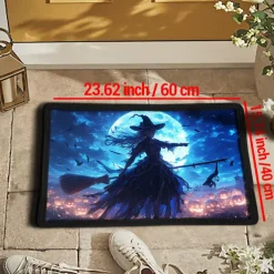 Halloween Pumpkin Doormat Jack O Lantern Witch Kitchen Mat Floor Mat Non-Slip Area Rug Oil Proof Rug Indoor Outdoor Mat Bedroom Decor Bathroom Mat Entrance Rug