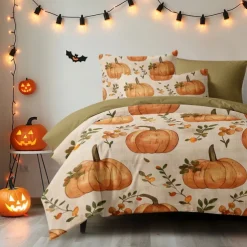 Halloween Pumpkin Duvet Cover Set - Festive and Playful Pumpkin Design - Includes Duvet Cover and Pillowcases - Soft and Cozy Fabric - Perfect for Adding a Seasonal Touch to Your Bedroom Decor