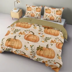 Halloween Pumpkin Duvet Cover Set - Festive and Playful Pumpkin Design - Includes Duvet Cover and Pillowcases - Soft and Cozy Fabric - Perfect for Adding a Seasonal Touch to Your Bedroom Decor