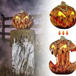 Halloween Pumpkin Lantern Foldable Scary Stretchable with Sound Party Decoration for Indoor/Outdoor 20cm