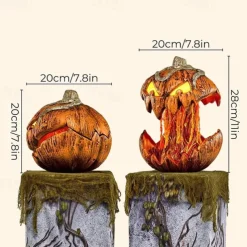Halloween Pumpkin Lantern Foldable Scary Stretchable with Sound Party Decoration for Indoor/Outdoor 20cm