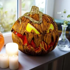 Halloween Pumpkin Lantern Foldable Scary Stretchable with Sound Party Decoration for Indoor/Outdoor 20cm