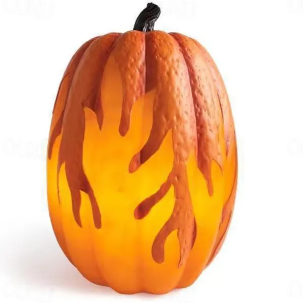Halloween Pumpkin Lantern Jack-O-Lantern Battery Operated Lighted Flame Pumpkin Party Favor Outdoor Garden Decoration