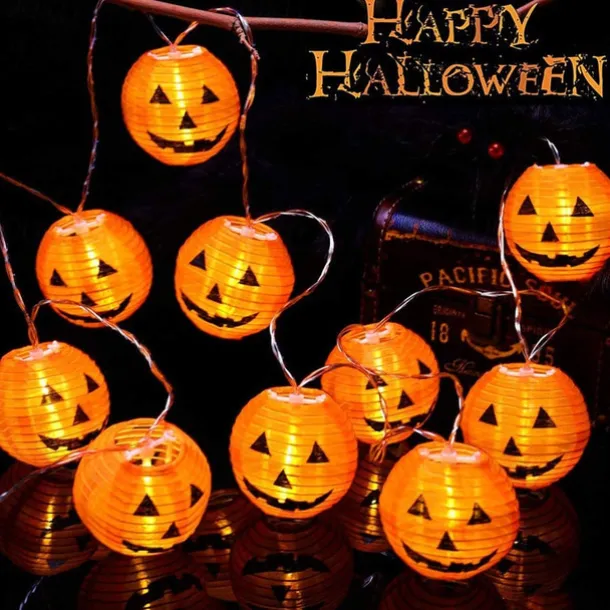 Halloween Pumpkin Lantern String Lights 2m 10LEDs Jack O Lantern Pumpkin Lamp for Halloween Party Garden Home Balcony Outdoor DIY Decor Light