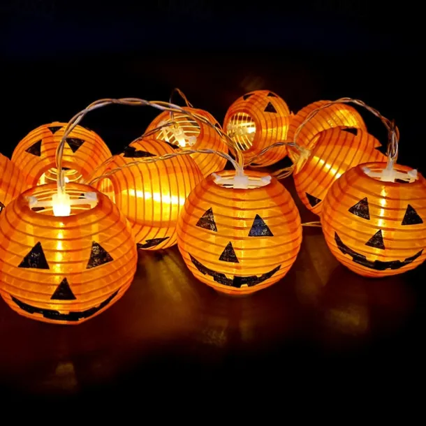 Halloween Pumpkin Lantern String Lights 2m 10LEDs Jack O Lantern Pumpkin Lamp for Halloween Party Garden Home Balcony Outdoor DIY Decor Light