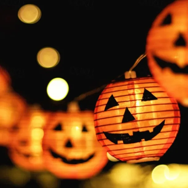 Halloween Pumpkin Lantern String Lights 2m 10LEDs Jack O Lantern Pumpkin Lamp for Halloween Party Garden Home Balcony Outdoor DIY Decor Light