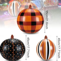 Halloween PVC Inflatable Decorated Ball Reusable Glow Pumpkin Decorations Blow up Led Yard Pumpkins for Outdoor Halloween Party Yard Garden Lawn Holiday Decorations