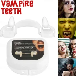 Halloween Retractable Vampire Teeth Dentures Zombie Teeth Silicone Dentures Halloween Decoration Horror Vampire Party Props Decoration