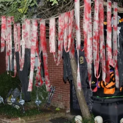 Halloween Scary Blood Cloth Scary Cloth with Bloody Prints Halloween Props Scary Halloween Decorations Bloody Gauze Halloween Scary Fabric Blood Cloth Strips