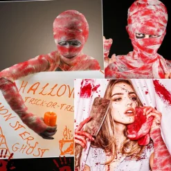 Halloween Scary Blood Cloth Scary Cloth with Bloody Prints Halloween Props Scary Halloween Decorations Bloody Gauze Halloween Scary Fabric Blood Cloth Strips