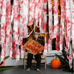 Halloween Scary Blood Cloth Scary Cloth with Bloody Prints Halloween Props Scary Halloween Decorations Bloody Gauze Halloween Scary Fabric Blood Cloth Strips