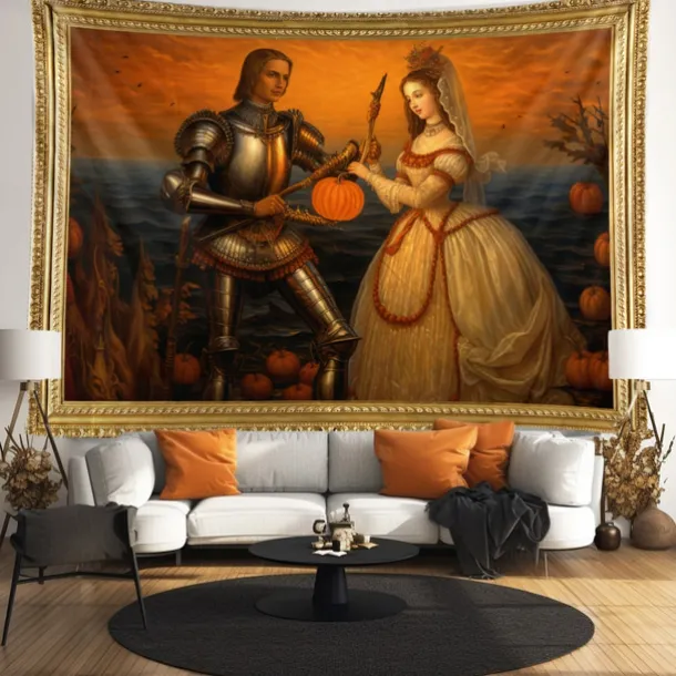 Halloween Scary Carved Pumpkins Hanging Tapestry Wall Art Large Tapestry Mural Decor Photograph Backdrop Blanket Curtain Home Bedroom Living Room Decoration Halloween Decorations