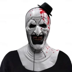 Halloween Scary Halloween Mask, Terrifier Realistic Horror Clown Halloween Mask Scary Costumes, Horror Funny Latex Full Headdress Funny Horror Mask For Halloween Masquerade Partie