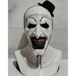 Halloween Scary Halloween Mask, Terrifier Realistic Horror Clown Halloween Mask Scary Costumes, Horror Funny Latex Full Headdress Funny Horror Mask For Halloween Masquerade Partie
