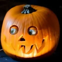 Halloween Scary Pumpkin Decoration,Resin Purely Handmade Turnable Eyeballs Sculpture For Indoor And Outdoor Use