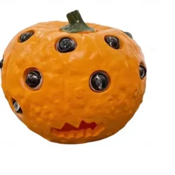 Halloween Scary Pumpkin Decoration,Resin Purely Handmade Turnable Eyeballs Sculpture For Indoor And Outdoor Use
