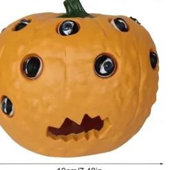 Halloween Scary Pumpkin Decoration,Resin Purely Handmade Turnable Eyeballs Sculpture For Indoor And Outdoor Use