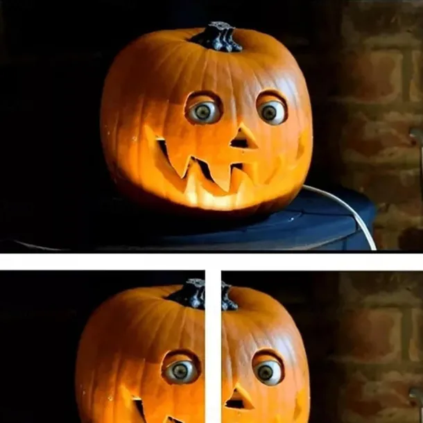 Halloween Scary Pumpkin Decoration,Resin Purely Handmade Turnable Eyeballs Sculpture For Indoor And Outdoor Use