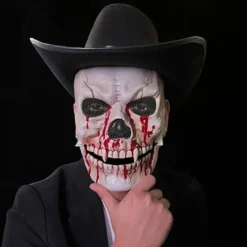 Halloween Scary Skull Mask - Realistic Half Face Skull Mask with Movable Jaw, Breathable Mesh, Adjustable Straps - Perfect for Cosplay, Halloween, Masquerade Parties