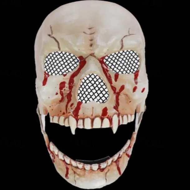 Halloween Scary Skull Mask - Realistic Half Face Skull Mask with Movable Jaw, Breathable Mesh, Adjustable Straps - Perfect for Cosplay, Halloween, Masquerade Parties