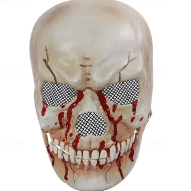 Halloween Scary Skull Mask - Realistic Half Face Skull Mask with Movable Jaw, Breathable Mesh, Adjustable Straps - Perfect for Cosplay, Halloween, Masquerade Parties