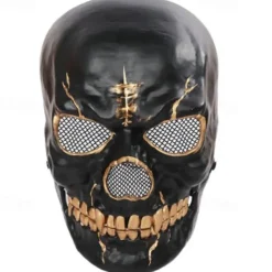 Halloween Scary Skull Mask - Realistic Half Face Skull Mask with Movable Jaw, Breathable Mesh, Adjustable Straps - Perfect for Cosplay, Halloween, Masquerade Parties