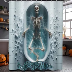 Halloween Shower Curtain with Hooks Polyester Washable Waterproof Pattern Bathroom Bathtub Decor