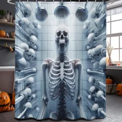 Halloween Shower Curtain with Hooks Polyester Washable Waterproof Pattern Bathroom Bathtub Decor