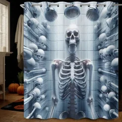Halloween Shower Curtain with Hooks Polyester Washable Waterproof Pattern Bathroom Bathtub Decor