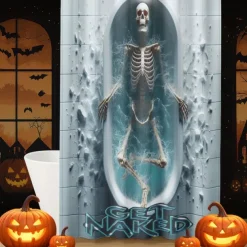 Halloween Shower Curtain with Hooks Polyester Washable Waterproof Pattern Bathroom Bathtub Decor