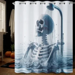 Halloween Shower Curtain with Hooks Polyester Washable Waterproof Pattern Bathroom Bathtub Decor