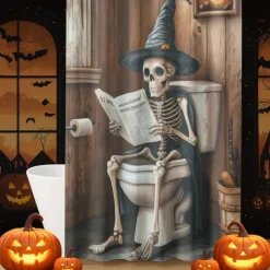 Halloween Shower Curtain with Hooks Polyester Washable Waterproof Pattern Bathroom Bathtub Decor