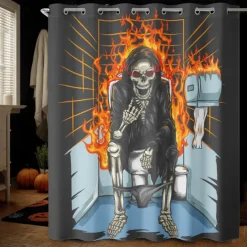 Halloween Shower Curtain with Hooks Polyester Washable Waterproof Pattern Bathroom Bathtub Decor