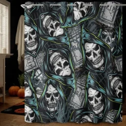 Halloween Shower Curtain with Hooks Polyester Washable Waterproof Pattern Bathroom Bathtub Decor