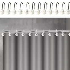 Halloween Shower Curtain Hooks for Halloween Bathroom Decor Rustproof Stainless Steel Shower Curtain Rings Hangers Set of 12, Skulls Ghosts Bathroom Accessories Set