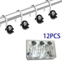 Halloween Shower Curtain Hooks for Halloween Bathroom Decor Rustproof Stainless Steel Shower Curtain Rings Hangers Set of 12, Skulls Ghosts Bathroom Accessories Set