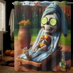 Halloween Shower Curtain with Hooks Polyester Washable Waterproof Pattern Bathroom Bathtub Decor