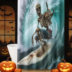 Halloween Shower Curtain with Hooks Polyester Washable Waterproof Pattern Bathroom Bathtub Decor