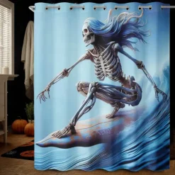 Halloween Shower Curtain with Hooks Polyester Washable Waterproof Pattern Bathroom Bathtub Decor