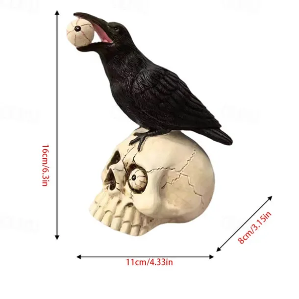 Halloween Skeleton Crow Resin Figurine - Animal Sculpture for Tabletop, Window Display, and Home Decor - Spooky Halloween Decoration